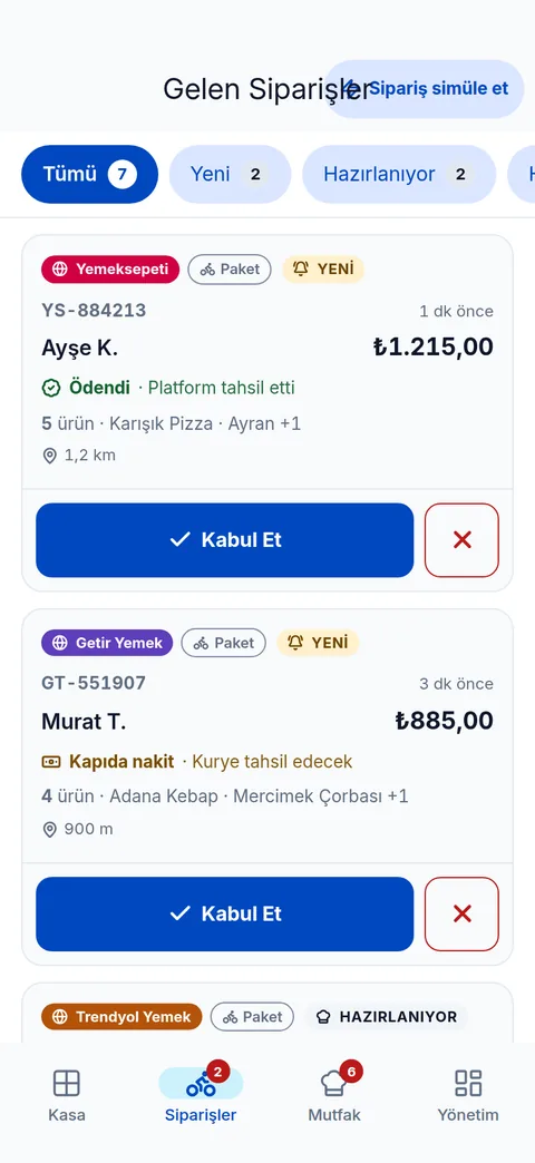 Adisyon360 mobil görünümü